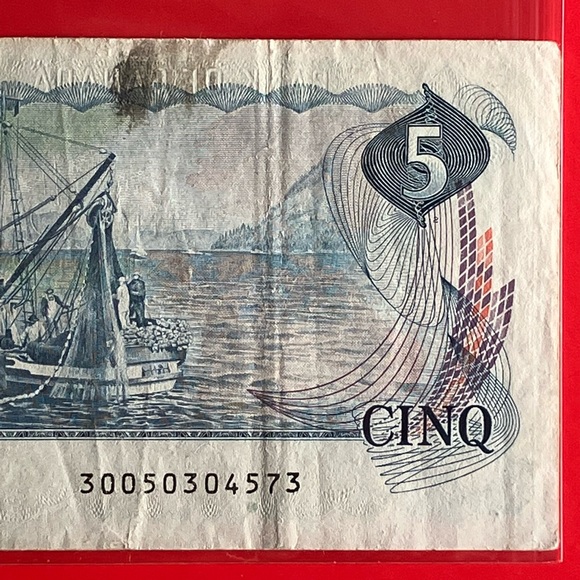 Vintage Old $5 Canadian Bill 1979 - Picture 3 of 6